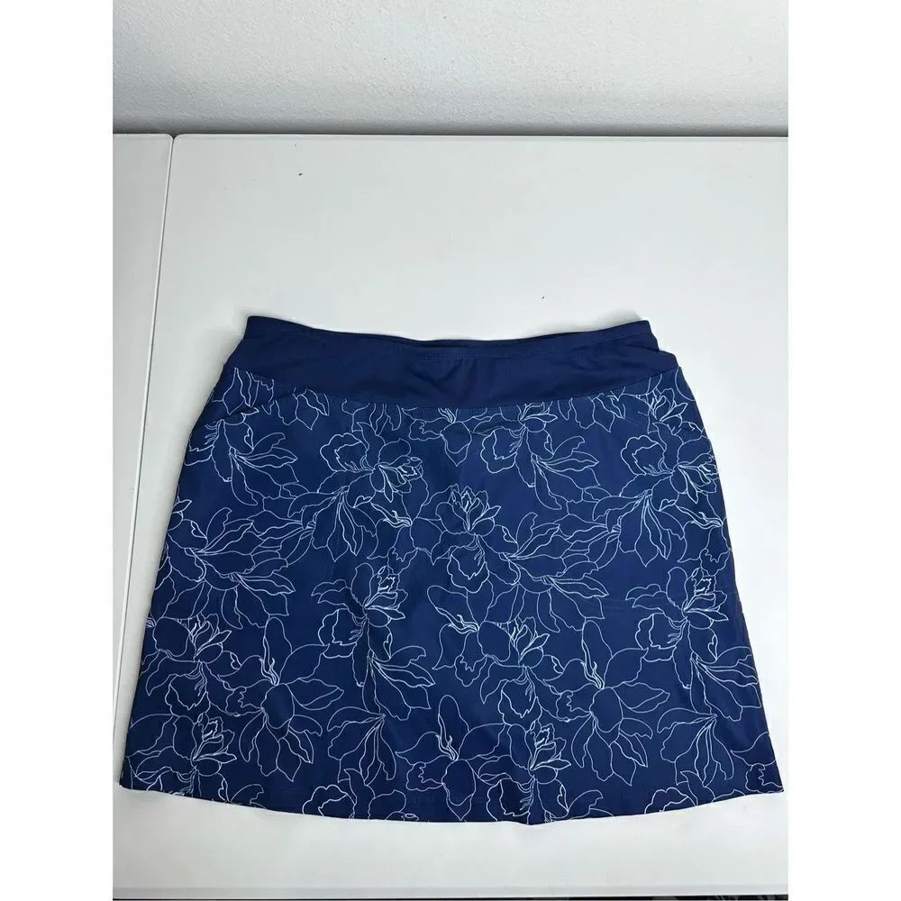 Cypress Club Skort Womens Sz L Blue Floral Pockets Athletic Skirt Shorts Golf